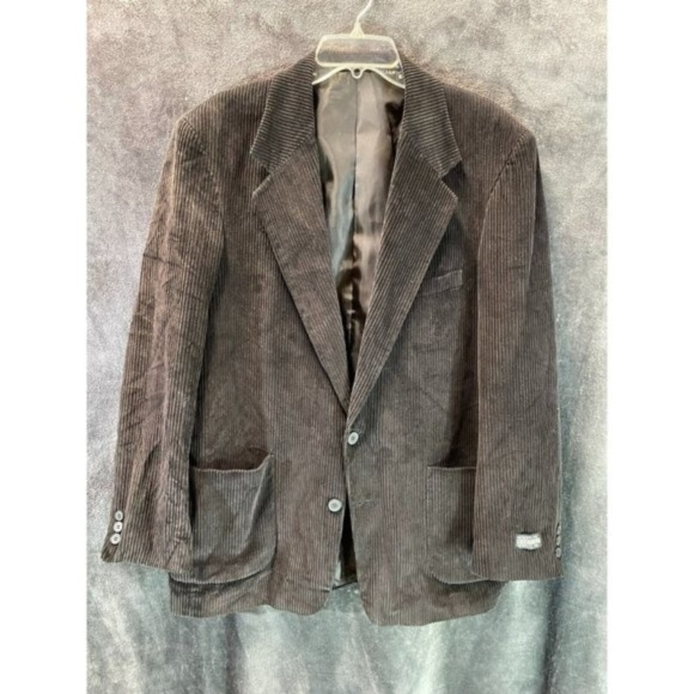 Members Only Men's Wide Wale Corduroy 2-Button Blazer Jacket Brown Size 42L VTG!